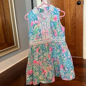Lilly Pulitzer Girls Mini Franci Dress, Multi Coral Bay Small, Size 5T